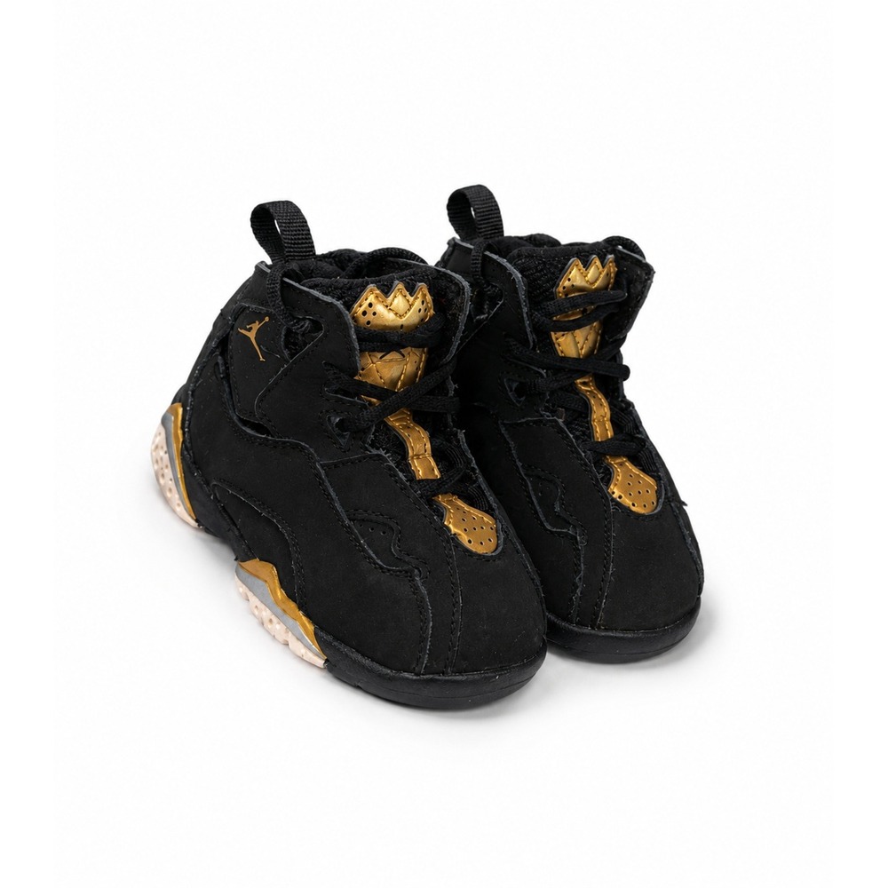 Jordan True Flight BT Black Metallic Gold Toddler Sneakers 343797-017 Size 5C